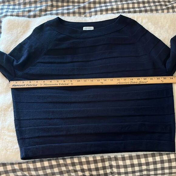 J CASHMERE 100% Pure Cashmere Horizontal Rib Boatneck Raglan Sweater Size Large - Picture 12 of 16